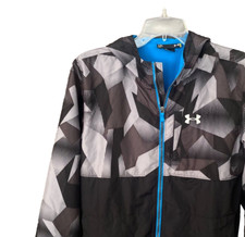 Youth XL UNDER ARMOUR Blue Black Digital Camo Fleece Jacket YXL X-Large Hooded