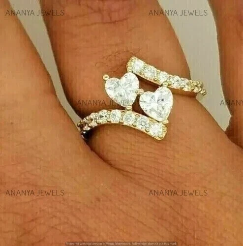 2.50 CT Heart Cut Moissanite Women's Engagement Ring 14K Real Yellow Gold Plated