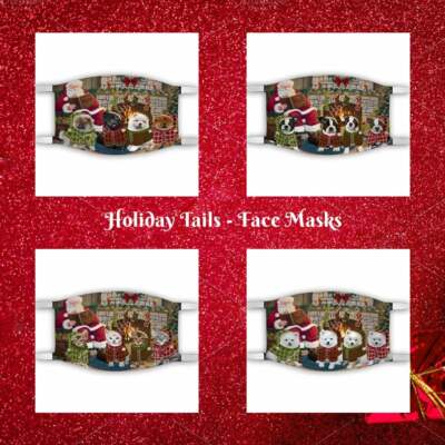 Christmas Fire Holiday Tails Dog Cat Pet Photo Face Masks, Personalized Custom