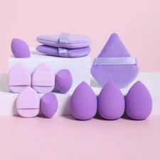 12 Piece All Purpose Makeup Sponge Set  Powder Puffs, Beauty Eggs & Mini Puffs