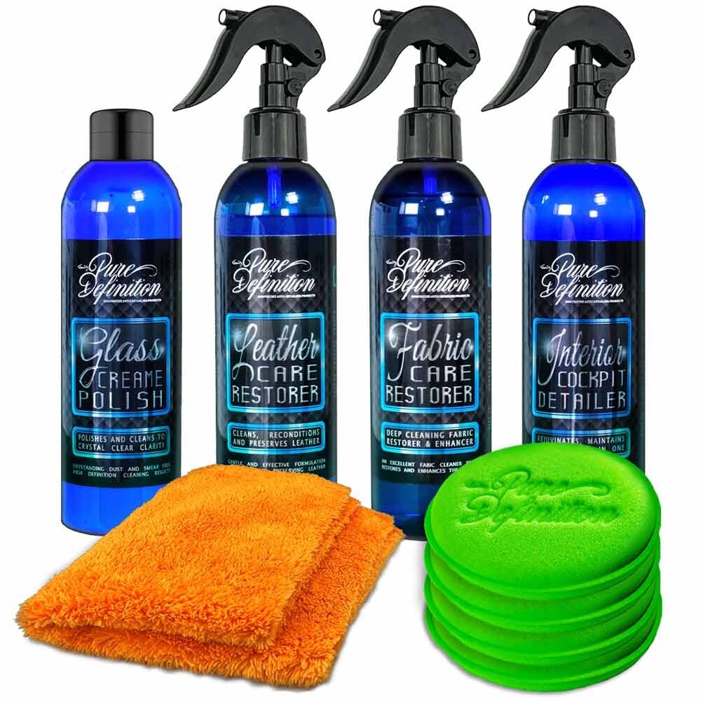 Car Interior Cleaning Kit Glass Leather Fabric Cleaner Detail Pure