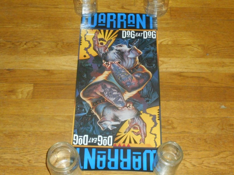 WARRANT dog eat dog 11 x 24 DOUBLE SIDED PROMO POSTER original 1992 columbia