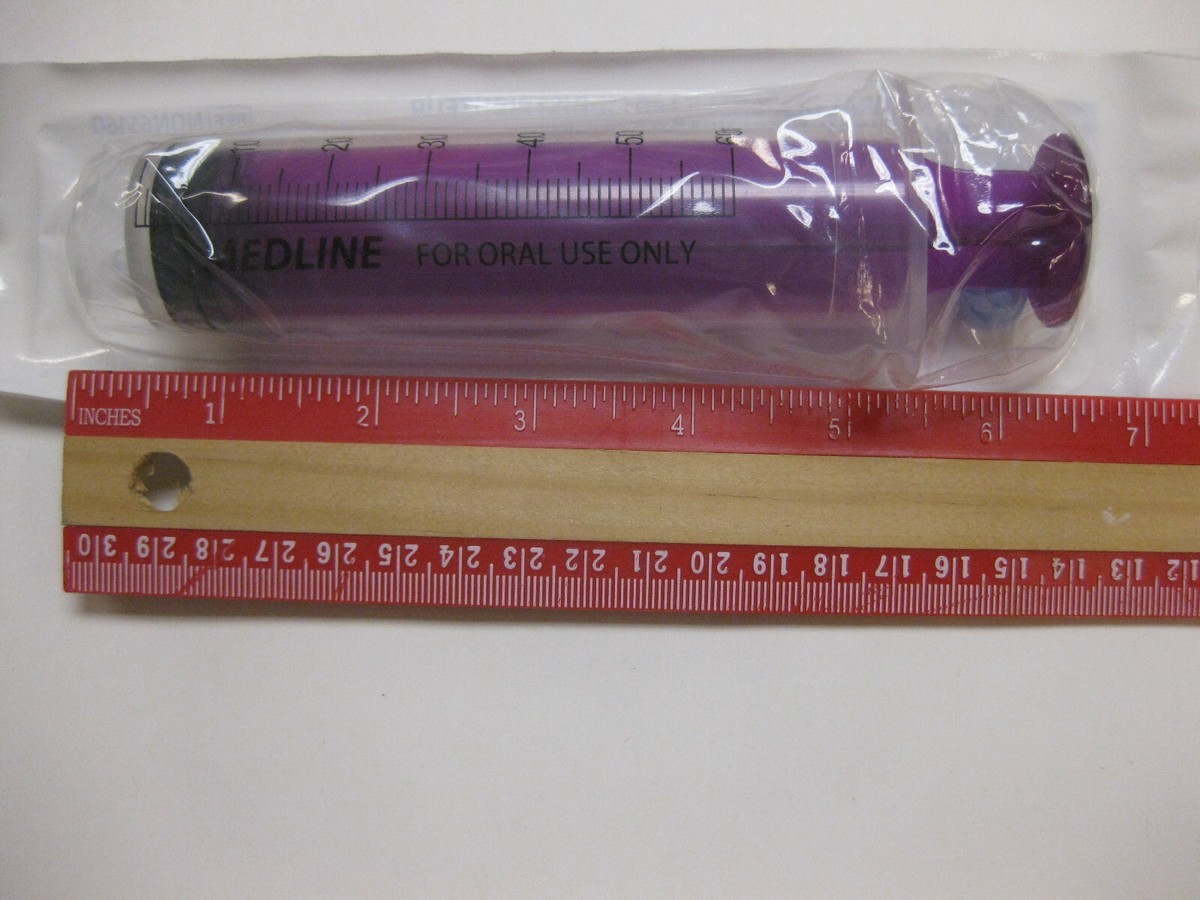 1x ) 60mL Oral Syringe , Medline, Sterile Clear Barrel Purple