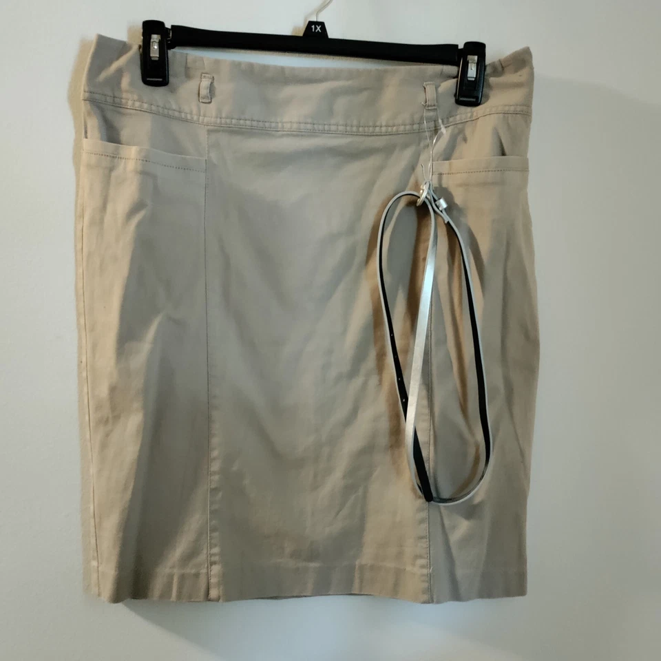 Saia Liz & Co feminina tamanho 14 bronzeada com cinto desgaste para trabalhar casual MSRP $50 - Imagem 2 de 4