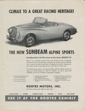 1953 Sunbeam Alpine Sports Car French Grand Prix Winner Photo VINTAGE PRINT AD