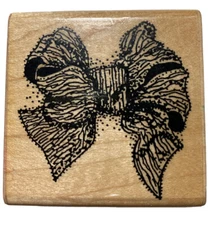 Annette Allen Watkins Ribbon Bow E1214 Wood Mounted Rubber Stamp 1993