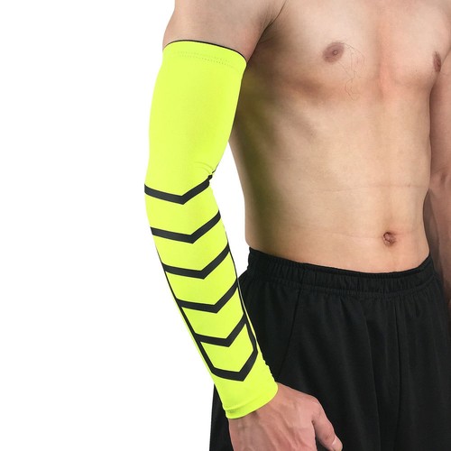 Men Sports Elastic Long Arm Sleeve Elbow Pads Basketball Cycling Protective Gear - Picture 9 of 11