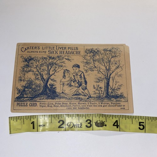 Antike 1880er Carter's kleine Leber Pillen Heilung krank Kopfschmerzen Krähe Sammelkarte - Bild 5 von 6