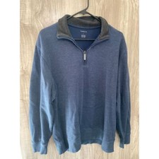 Van Heusen Sweater Mens Extra Large Blue Knit Pullover 1/4 Zip Long Sleeve