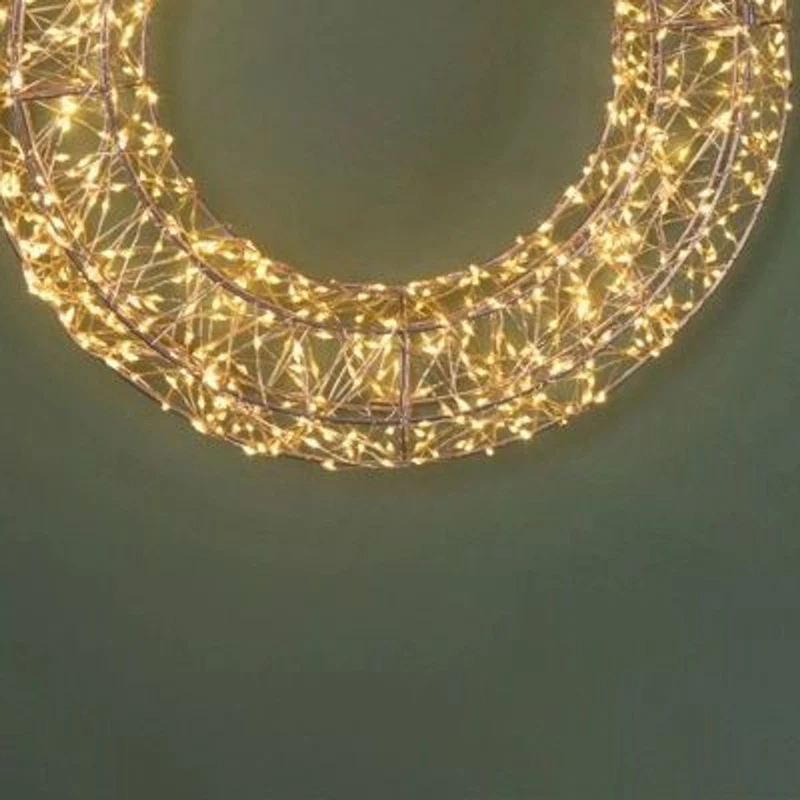 Ghirlanda Luminosa Natale BRANDANI 960 LED Luce Calda Corona Metallo 40 cm, fotografia 8 di 9