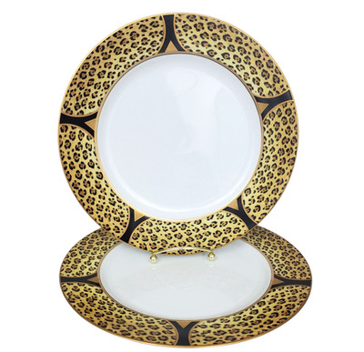 Lynn Chase Amazonian Jaguar Dinner Plates Set of 2 NEW