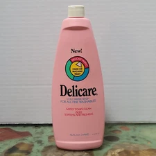 Vtg 1980s Delicare Cold Water Wash Bottle Retro Laundry Room Set Prop Half Full