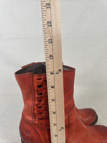 BORN Orosi Womens Rustic Burgundy Red Orange Ankle Boots Size 7 Braided Leather - Picture 10 of 13