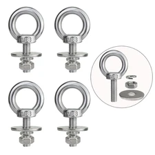 4 Pack M8 Stainless Steel Eye Bolt with Nuts and Washer, 5/16" X 1 Inch Lifting