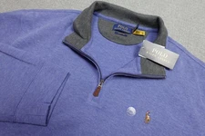 Polo Ralph Lauren Estate Rib Quarter Sweater Mens 2XL Blue Zip Cotton Pullover