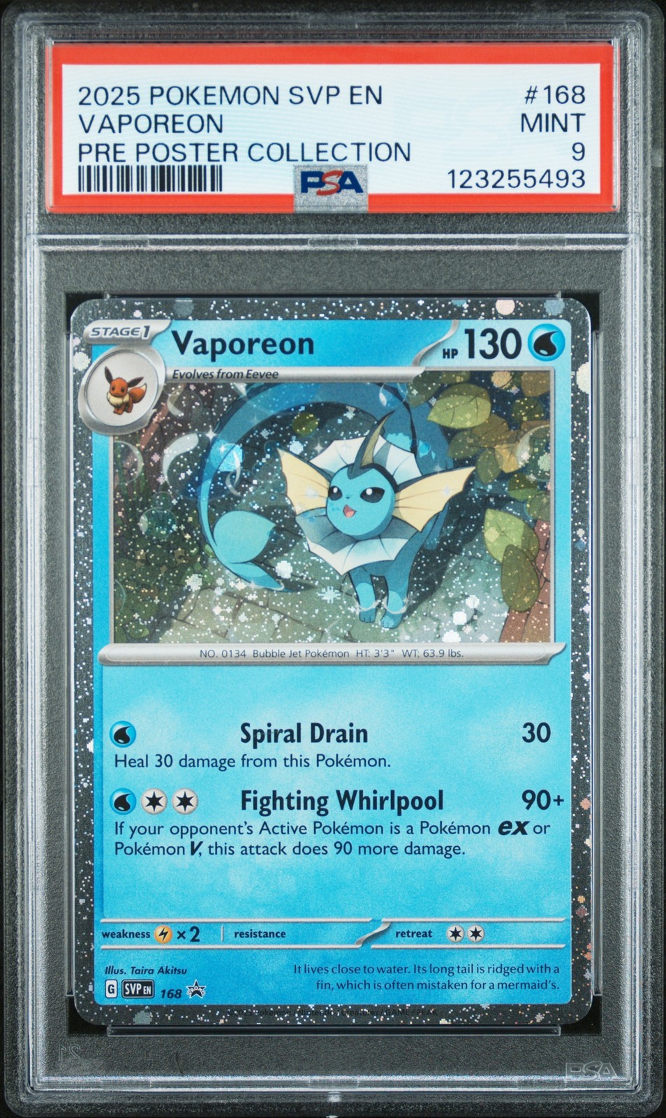 2025 POKEMON SVP EN-SV BLACK STAR PROMO #168 VAPOREON PSA 9