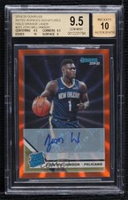 2019 Donruss Holo Orange Laser Signatures Zion Williamson #201 BGS 9.5 Auto 07o4