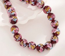 30pcs Handmade Lampwork glass fashion Flower beads 12mm---brown