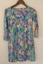 Lilly Pulitzer UPF 50 Sophie Dress Mermaids Cove Resort Boat Neck NWT XXS