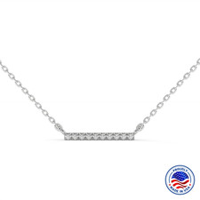 Lab Grown Diamond Bar Pendant Necklace: 14K Solid Gold Solitaire