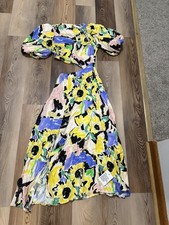 ASOS Edition Womens Blouson Sleeve Cut Out Midi Dress Floral Print size 6 NWT