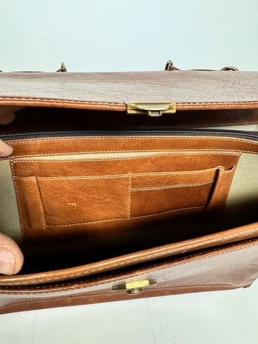 Tumi Brown Leather Office Briefcase Document Bag Made In Italy - Picture 6 of 12