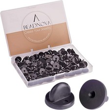 BEADNOVA Rubber Pin Back Butterfly Clutch Backings Cap 50pcs, 50pcs