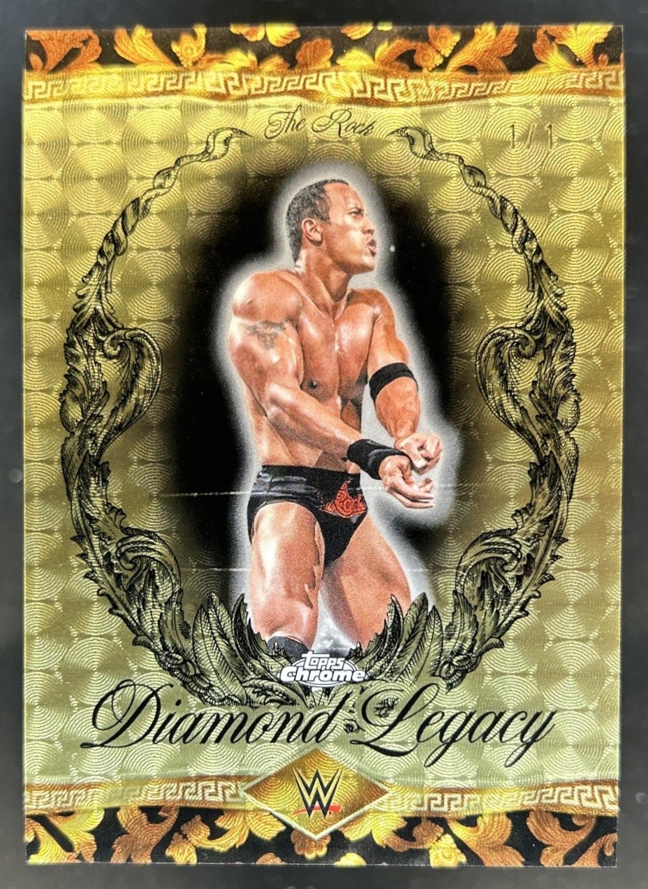 2026 Topps Chrome WWE The Rock Diamond Legacy SuperFractor #1/1