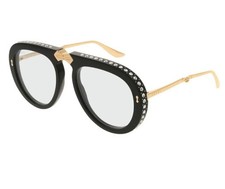 Gucci GG0307S Black Foldable Sunglasses Clear Lens with Crystals on the Frame