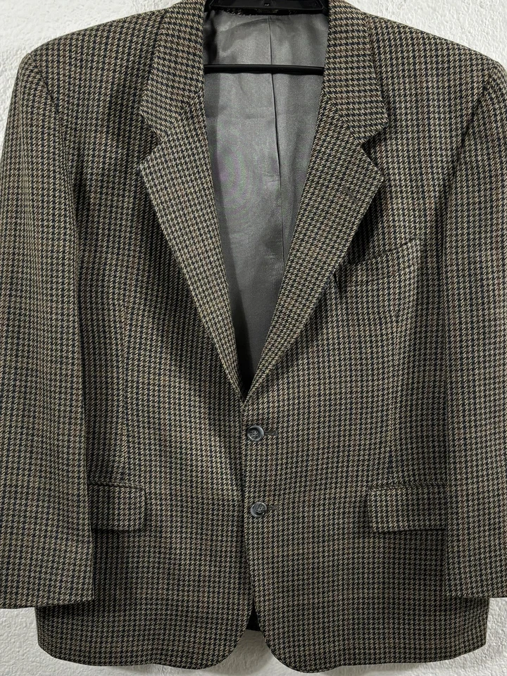 Blazer vintage Orvis para hombre 44S marrón pata de gallo lana abrigo deportivo dos botones Foto 2 de 4