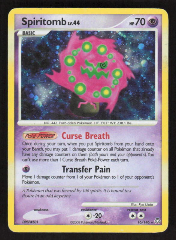 2008 LEGENDS AWAKENED SPIRITOMB 16/146 NRMT HOLO RARE POKEMON