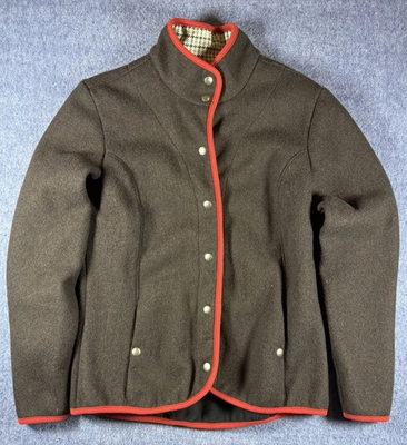 #ad Fits Equestrian Jacket Womens XL Brown Horse Riding Wool Blend Coat Made In USA $85.49
