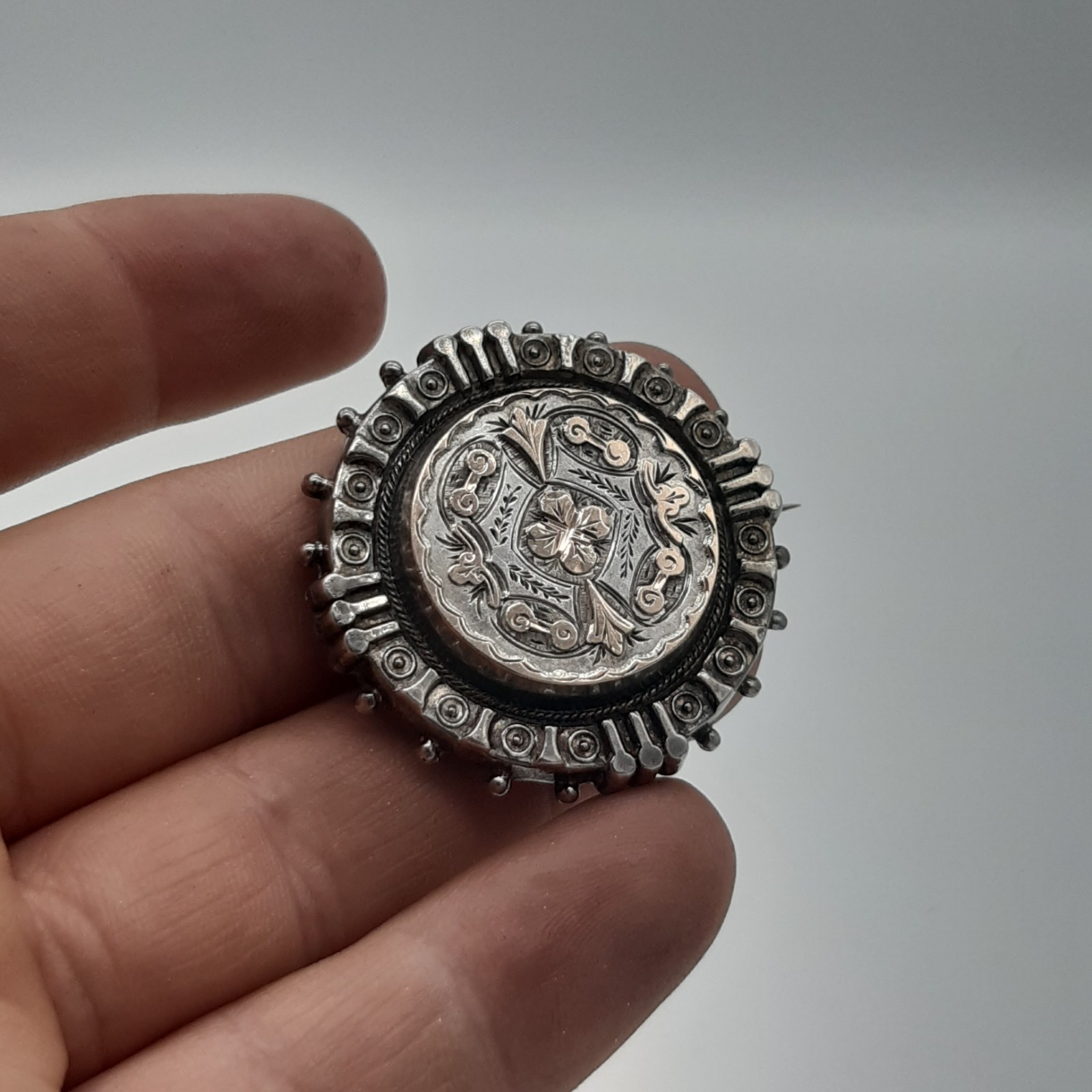 Antique Victorian Sterling Silver Brooch Birmingham 1888 Aesthetic Movement SB image 2