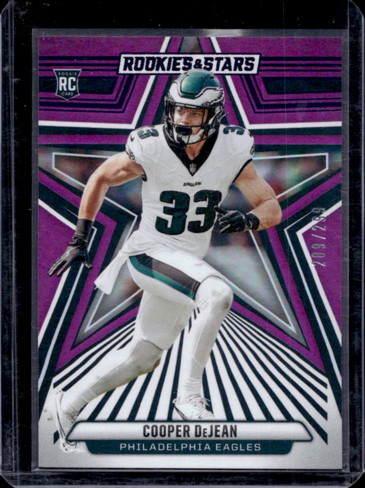 2024 Panini Rookies & Stars Cooper DeJean RC Purple Rookie #209/299 Eagles