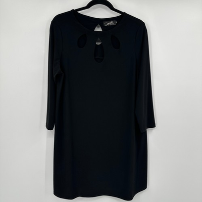 #ad Sympli Black Dress Size 16 3 4 Sleeve Keyhole Neckline Sheath Knee Length $32.15
