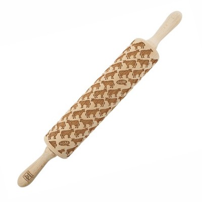MoodForWood Nudelholz aus Holz, graviert, 43 cm, mit Griffen, perfekt zum Backe