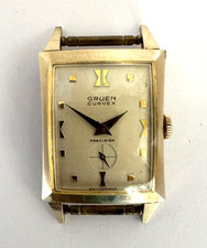 Vintage Gruen Curvex Precision – 10K Gold Filled–For Repair / Parts–Not Running