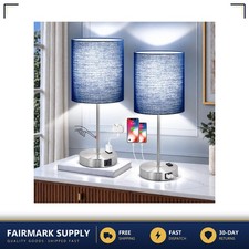 Set of 2 Touch Bedside Lamps with USB C+A and AC Outlet