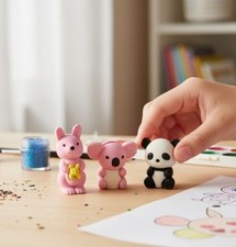 Lot Of 3 Miniature 1" 3D Erasers Puzzle Creative Brand Animals Variety Pack