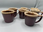 Vintage McCoy USA Brown Drip Glaze Coffee Mugs Set of 7 Stoneware Pottery