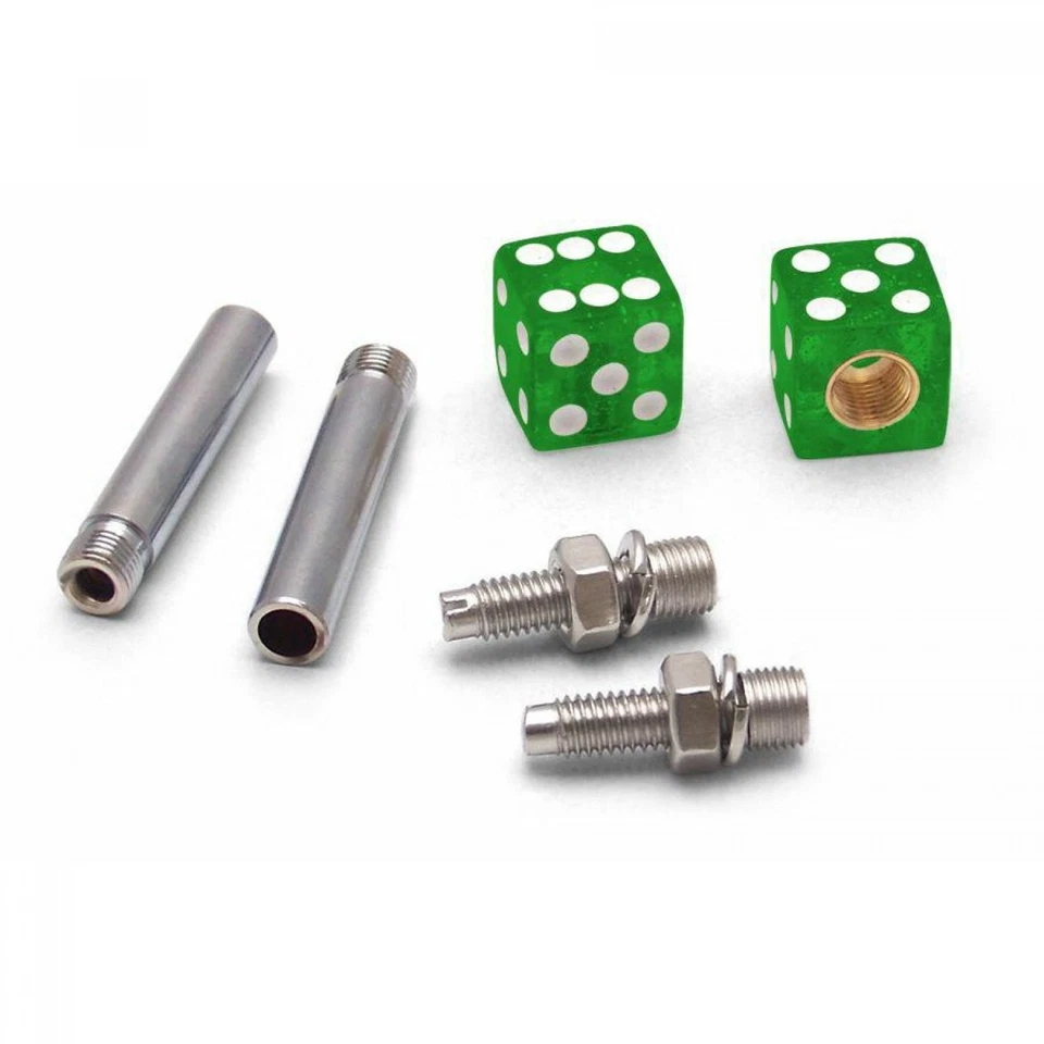 Clear Green with Sparkle Dice 2 Valve Cap, Door Plunger, Plate Bolt Combo Kit  - Image 2 of 4