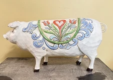 17" Jim Shore Heart Pig Statue Resin Figurine Animal Folk Art Decor