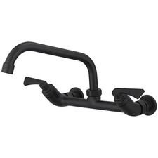 BWE Wall Mounted Kitchen Faucet Matte Black Two Handles Kitchen Faucet with 8...