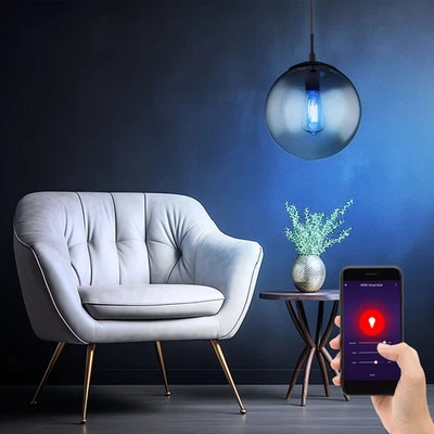 Kugelleuchte Hängelampe Pendelleuchte Smart LED App CCT dimmbar Rauchglas RGB - Bild 1 von 4