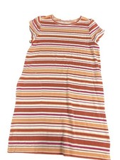 Striped Loft T-Shirt Dress Orange Red White Short Sleeve Medium Petite