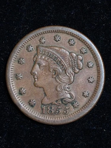 Photo of a 1855-P Large Cent from an eBay listing that sold on Jul 19, 2026