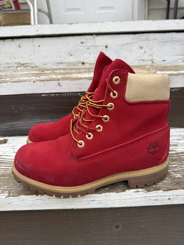 LIMITED RELEASE Christmas Timberland 6" Naughty or Nice SZ 9 A1183 Red Gold - Image 4 of 4