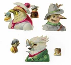 K18 - ANTHRO BIRDS - 3 DIECUT VICTORIAN SCRAPS 2.25in (6cm) high - ALTEN OBLATEN