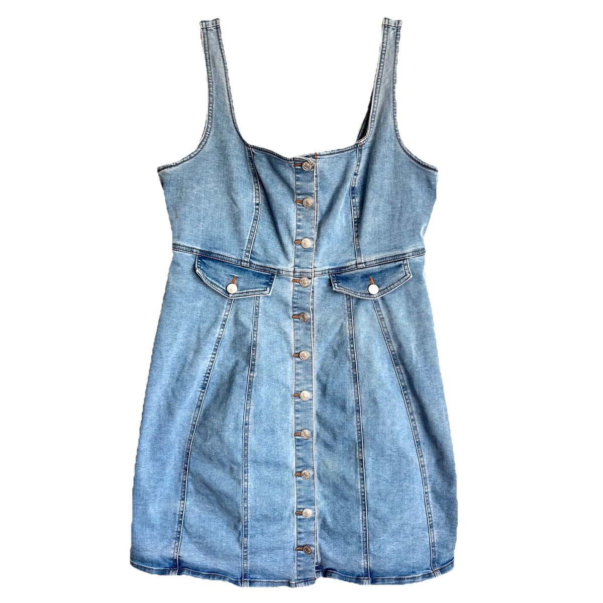 white christmas dresses Button-Front Denim Tube Dress main image 0