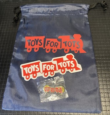 Toys For Tots Train Pin, Magnet and Bag Collectible